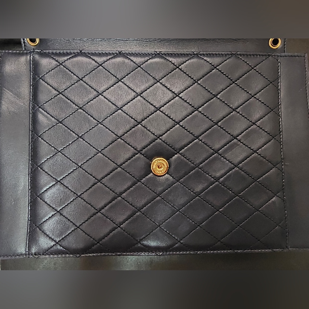 Saint Laurent Dark Navy Gaby Envelope Satchel Quilted Lambskin Leather - Picture 4 of 15